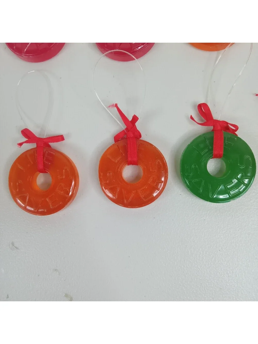 VTG 1988 Nabisco Life Savers Candy Green Red Orange Christmas Ornament of 18 Lot